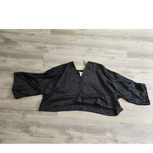 Long Sleeve Crop Top Blouse H&M Sz M Women's Black